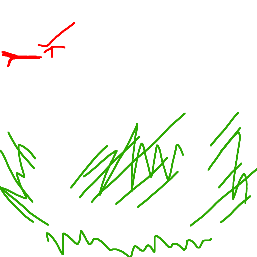 Hand-drawn white snake in green grass, with a red tongue.
